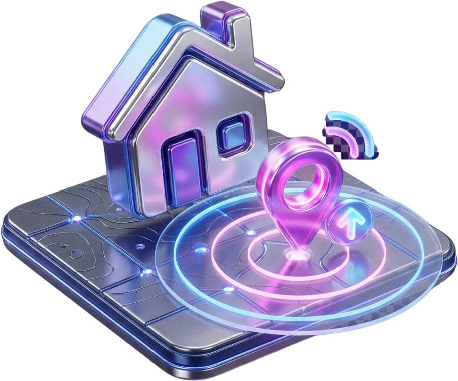 Metallic home and map pin showing real estate activity detection
